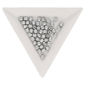 Fire polished 4 mm Glasperlen - Matte Metallic Silver - PerlineBeads