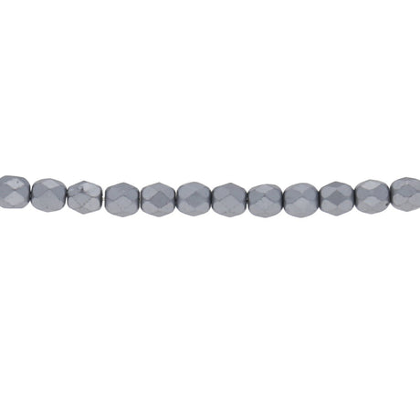 Fire polished 4 mm Glasperlen - Pastel light grey - PerlineBeads