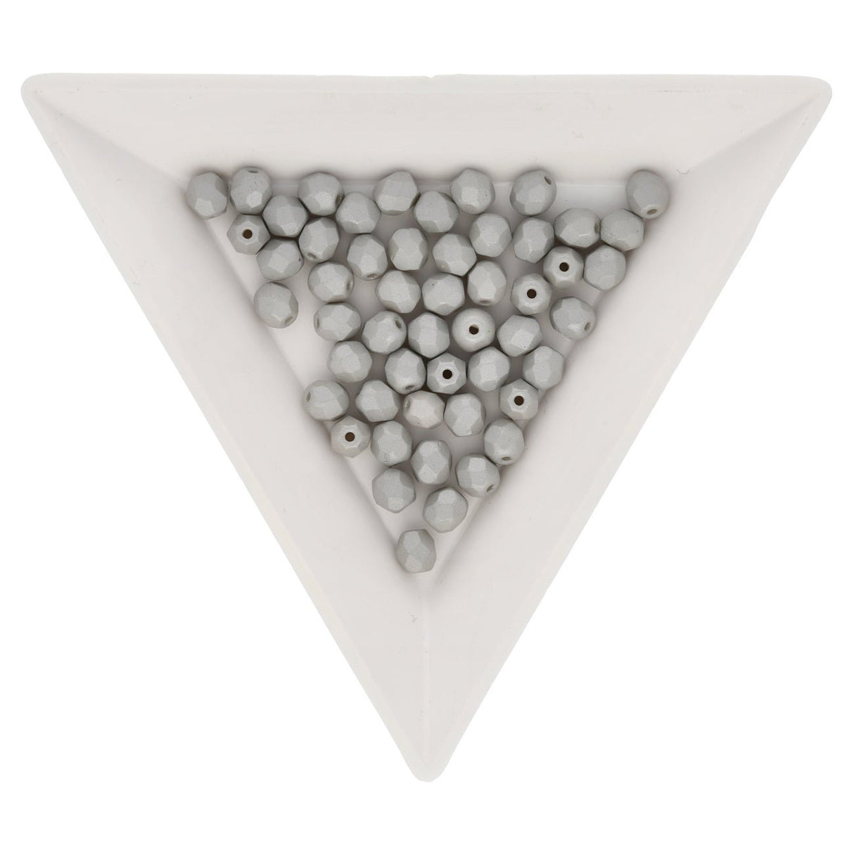 Fire polished 4 mm Glasperlen - Powdery Pastel Gray - PerlineBeads