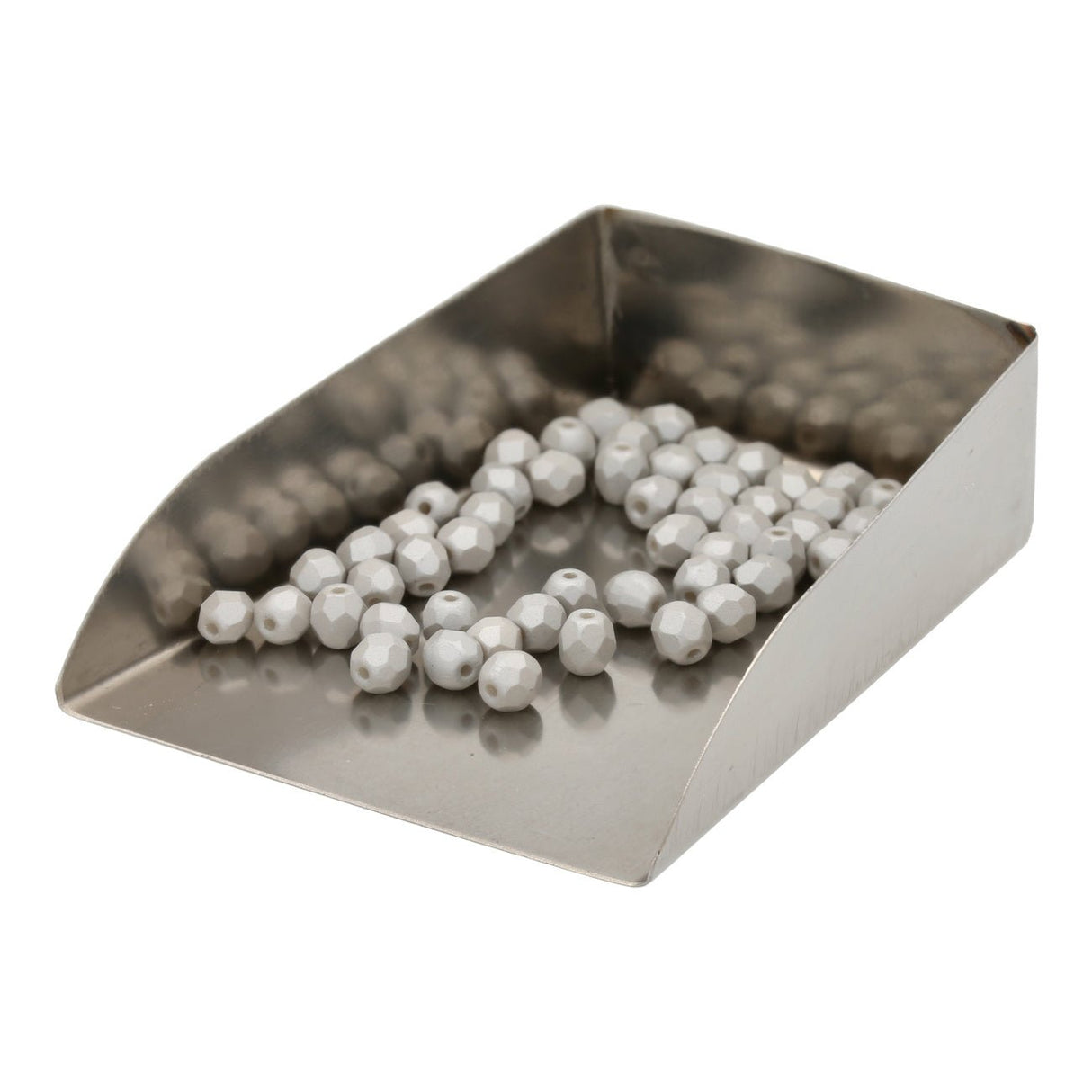 Fire polished 4 mm Glasperlen - Powdery Pastel Gray - PerlineBeads