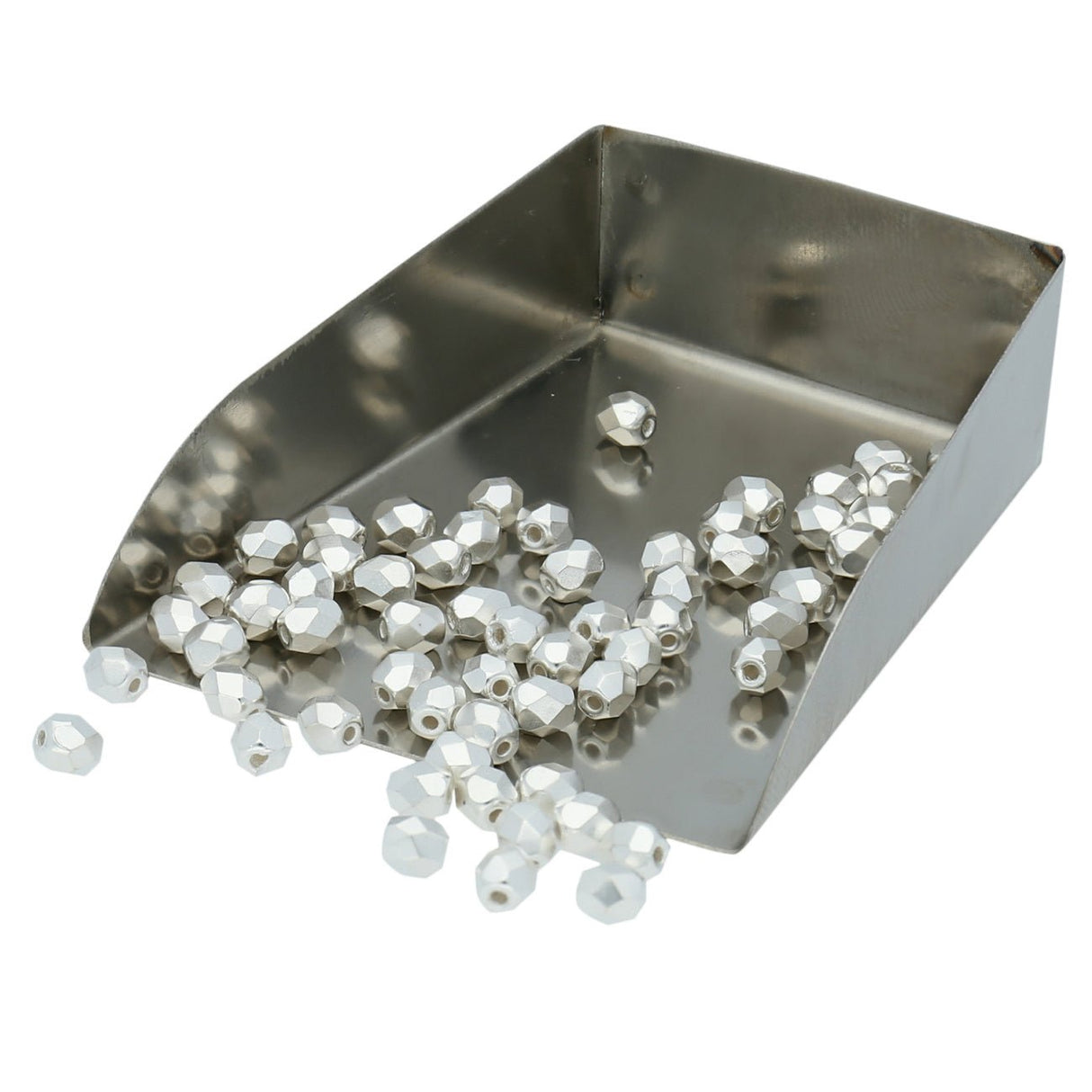 Fire polished 4 mm Glasperlen - Silver Plate - PerlineBeads