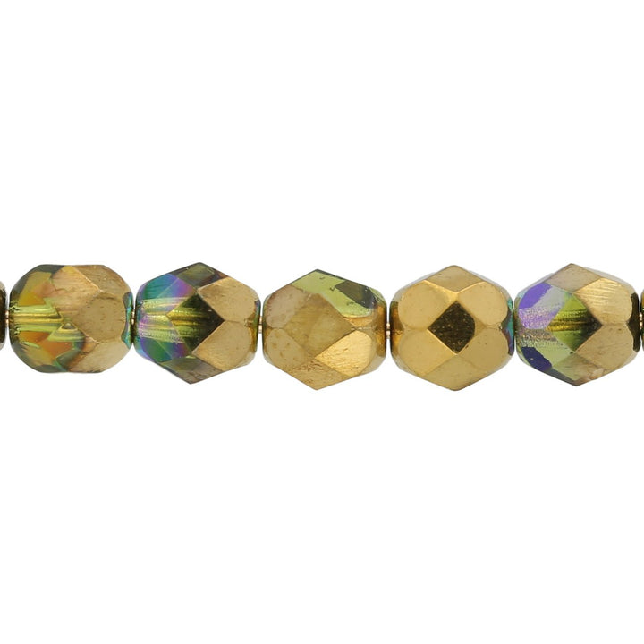 Fire polished 6 mm - Olive Gold Rainbow - PerlineBeads