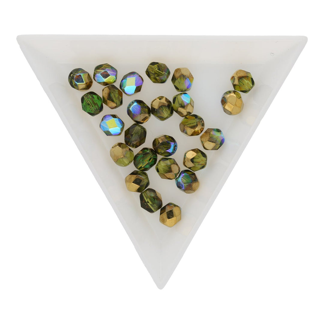 Fire polished 6 mm - Olive Gold Rainbow - PerlineBeads