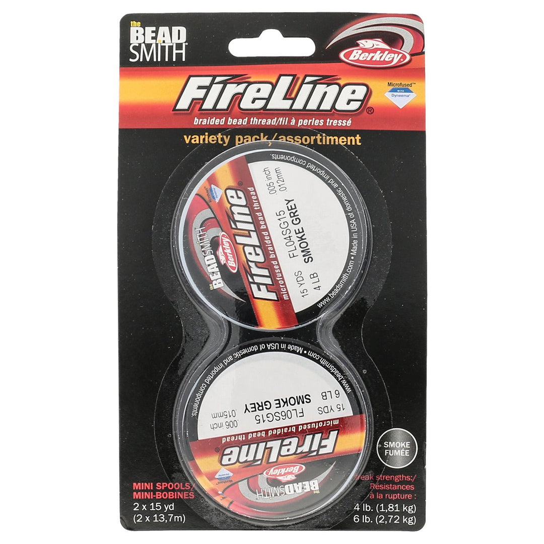 Fireline Perlenfaden Sortiment, 4 lb und 6 lb - Smoke Grey - PerlineBeads
