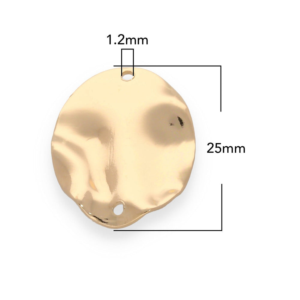 Gehämmertes ovales Verbindungselement - 25 x 20 mm - Farbe gold - PerlineBeads