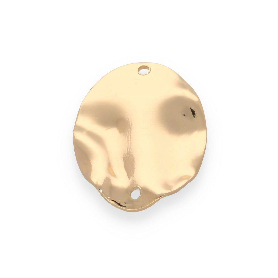 Gehämmertes ovales Verbindungselement - 25 x 20 mm - Farbe gold - PerlineBeads