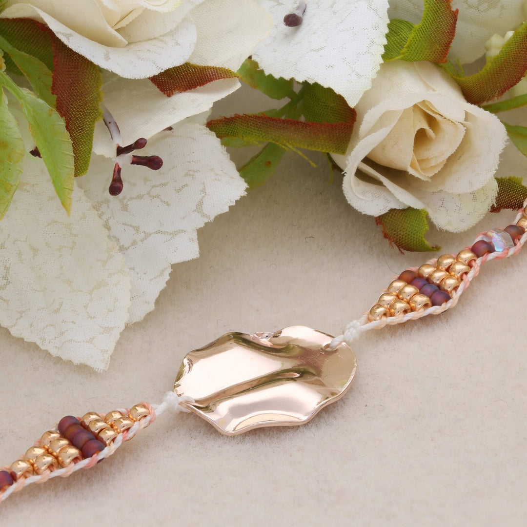Gehämmertes ovales Verbindungselement - 25 x 20 mm - Farbe Rose Gold - PerlineBeads