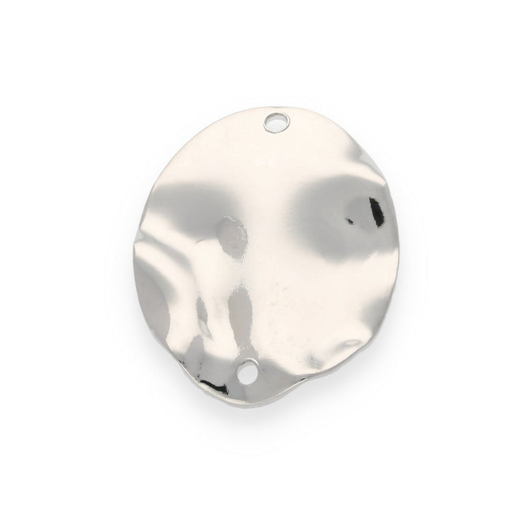 Gehämmertes ovales Verbindungselement - 25 x 20 mm - Silberfarbig - PerlineBeads