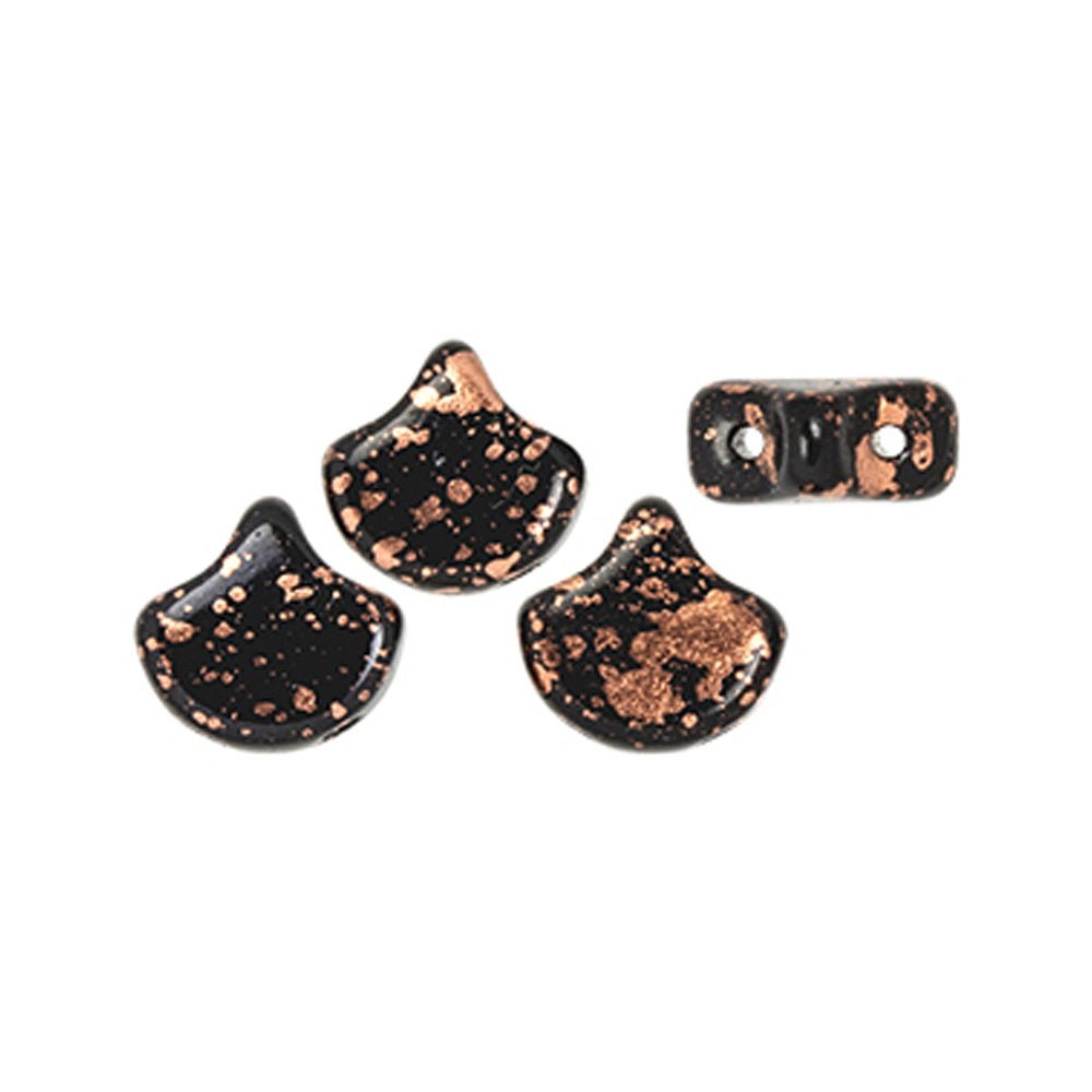 Ginko Leaf Bead - Copper Splash - Jet - PerlineBeads