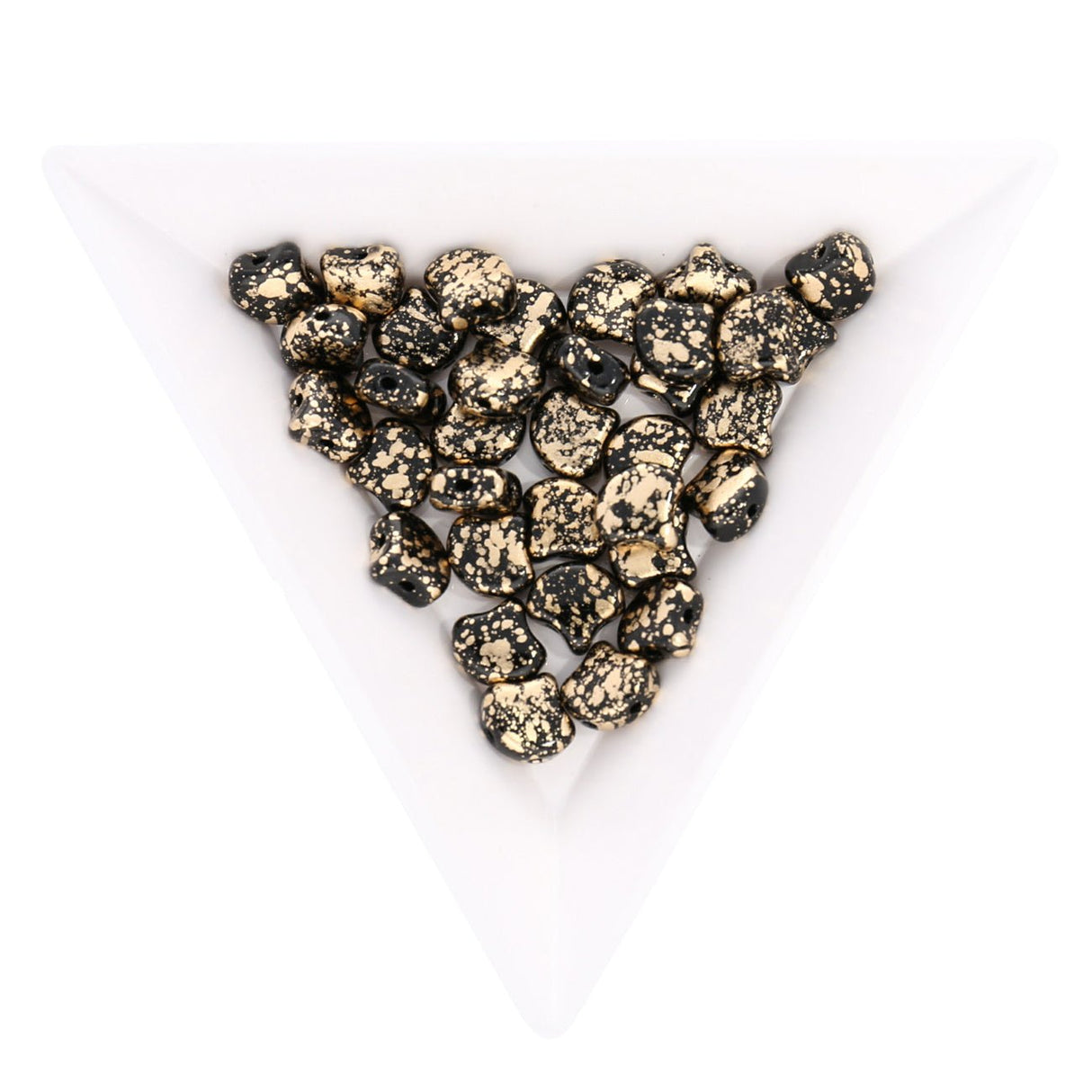 Ginko Leaf Bead - Gold Splash - Jet - PerlineBeads