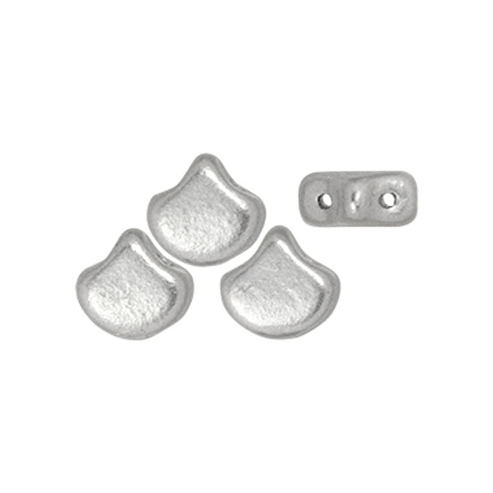Ginko Leaf Bead - Matte - Metallic Silver - PerlineBeads