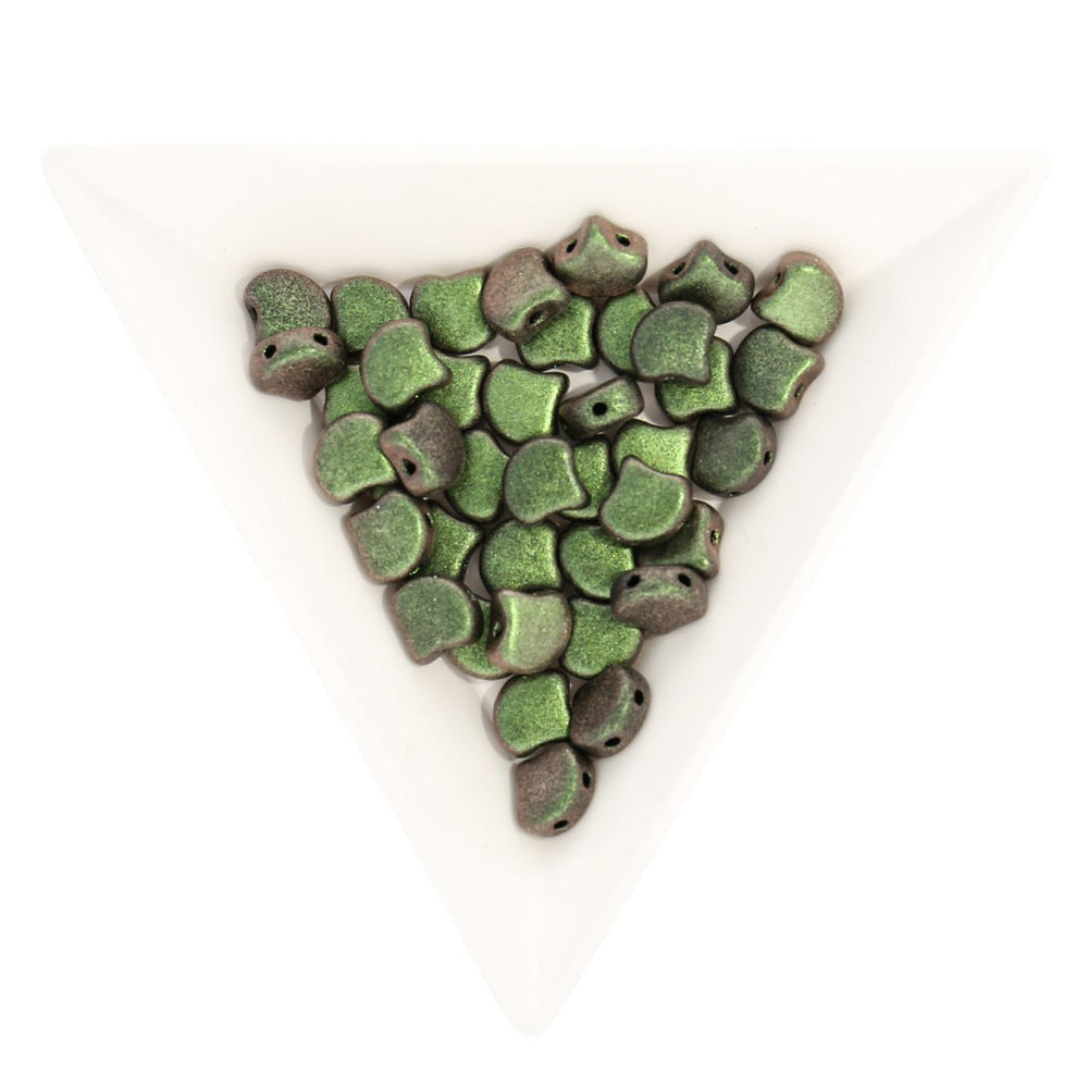 Ginko Leaf Bead - Polychrome - Olive Mauve - PerlineBeads