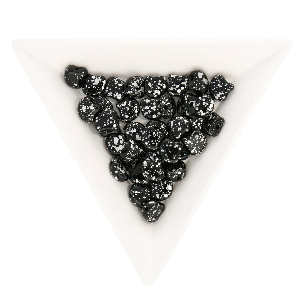 Ginko Leaf Bead - Silver Splash - Jet - PerlineBeads