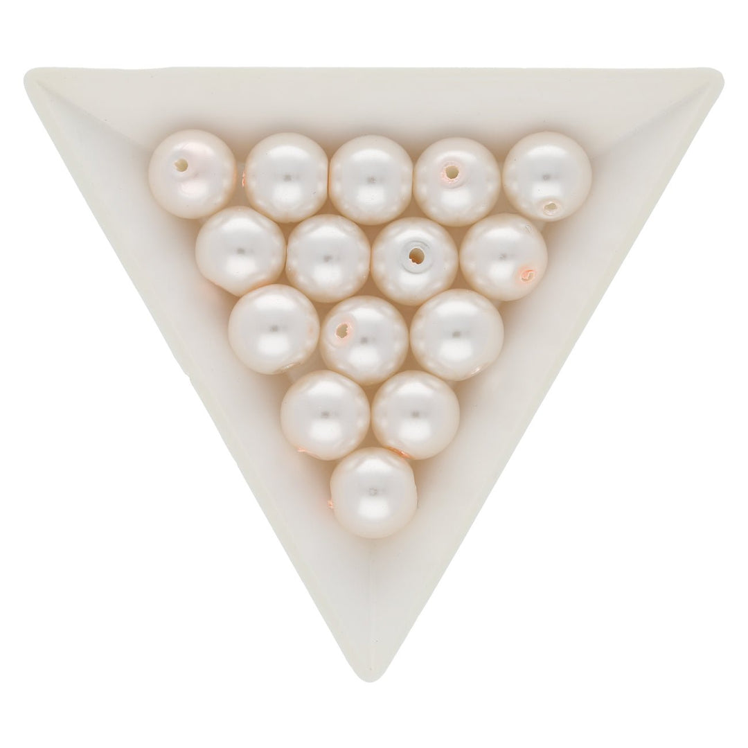 Glasperle rund - 10 mm - Antique White - PerlineBeads