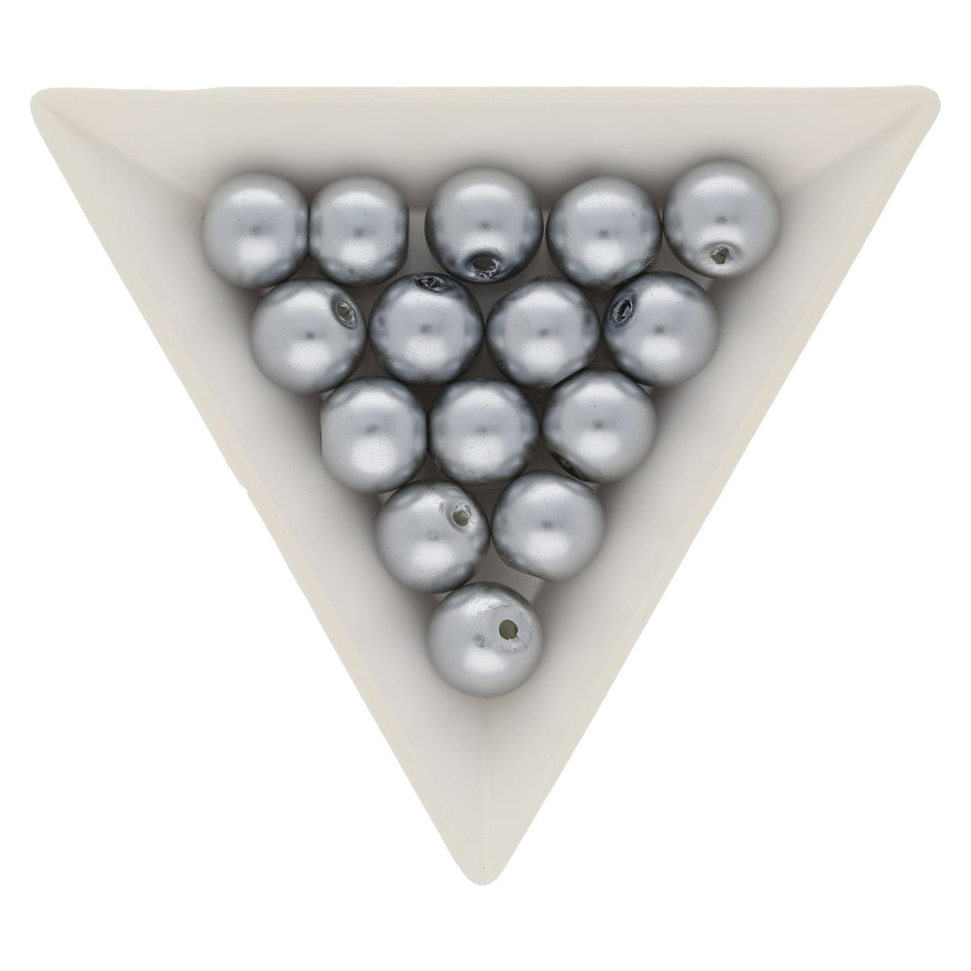 Glasperle rund - 10 mm - Dark Grey - PerlineBeads
