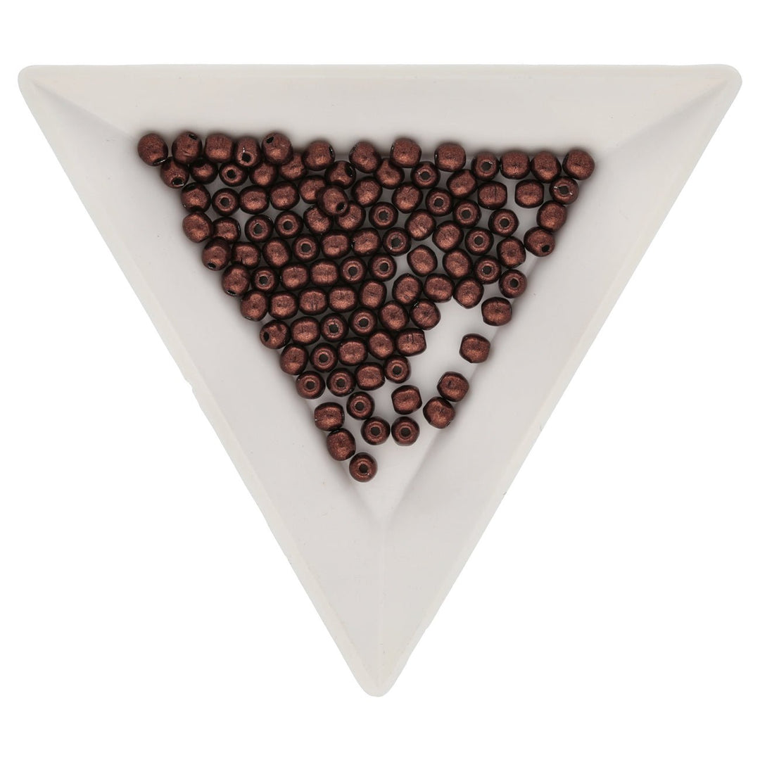 Glasperlen rund - 3 mm - Saturated Metallic Chicory Coffee - PerlineBeads