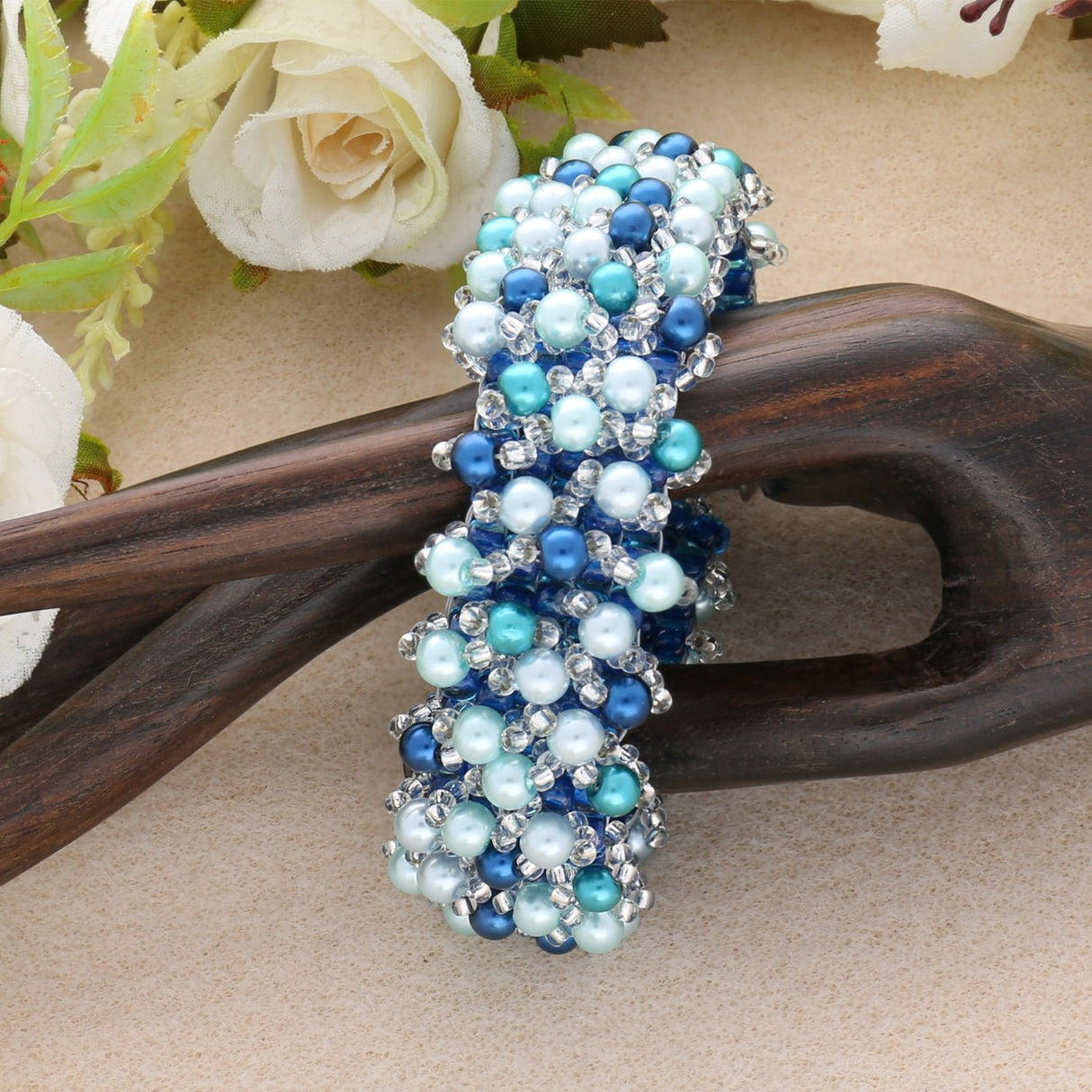 Glasperlen rund - 4 mm - Carribean Blue Mix - PerlineBeads