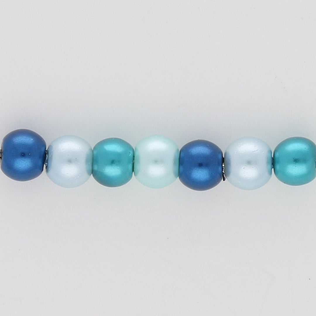 Glasperlen rund - 4 mm - Carribean Blue Mix - PerlineBeads