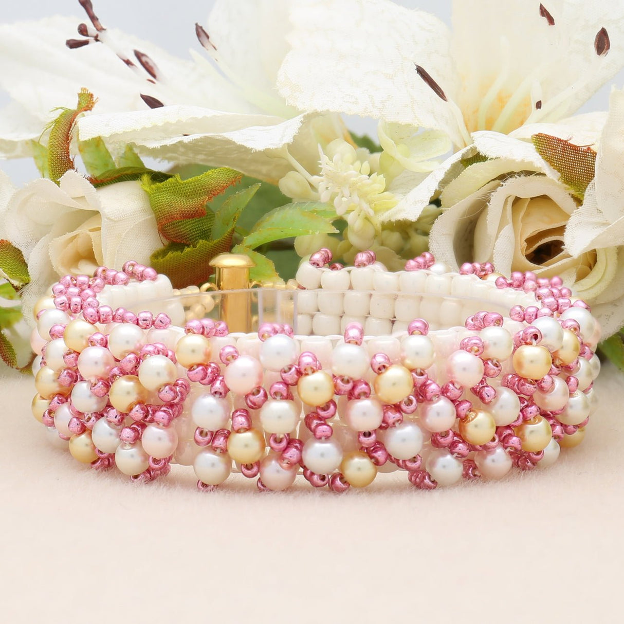 Glasperlen rund - 4 mm - Light Rose Mix - PerlineBeads