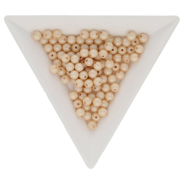 Glasperlen rund - 4 mm - Luster Opaque Champagne - PerlineBeads