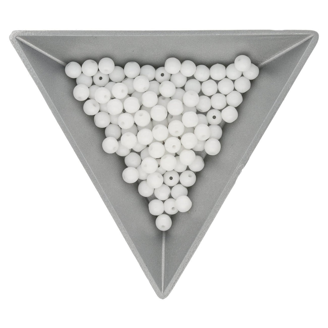 Glasperlen rund - 4 mm - Opaque White - PerlineBeads