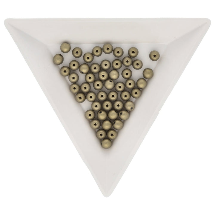 Glasperlen rund - 4 mm - Powdery Antique Gold - PerlineBeads