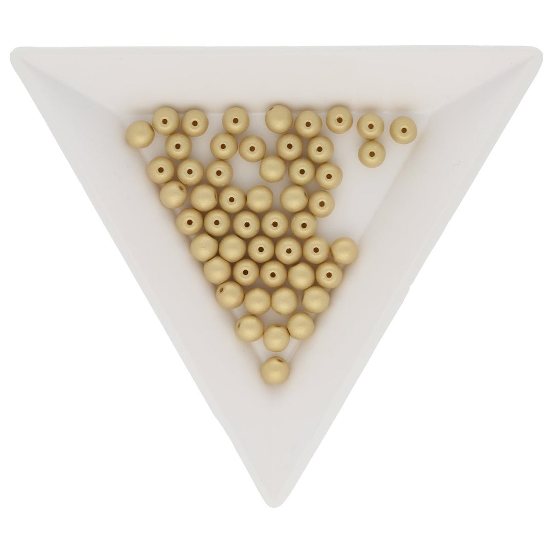 Glasperlen rund - 4 mm - Powdery Light Gold - PerlineBeads