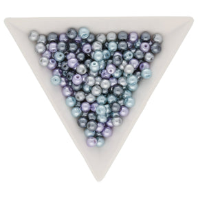 Glasperlen rund - 4 mm - Silver-Grey Mix - PerlineBeads