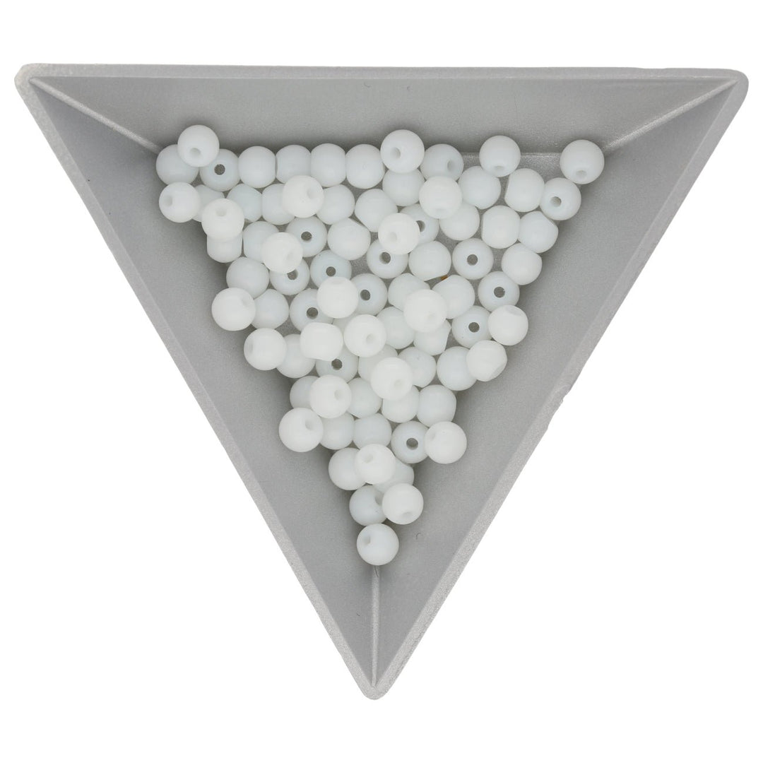 Glasperlen rund - 4 mm - Weiss - PerlineBeads