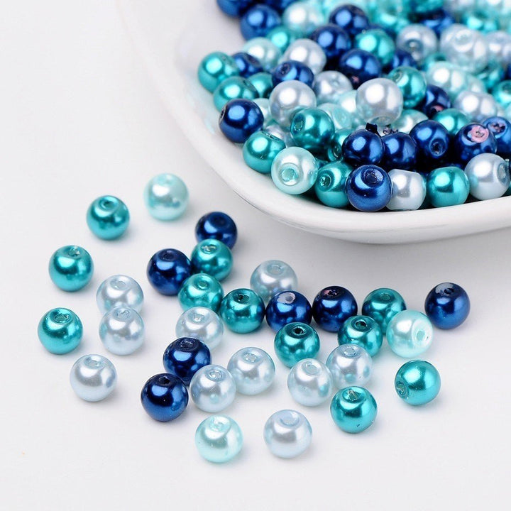 Glasperlen rund - 6 mm - Carribean Blue Mix - PerlineBeads