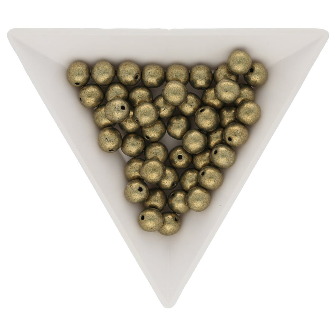 Glasperlen rund - 6 mm - Saturated Metallic Golden Lime - PerlineBeads