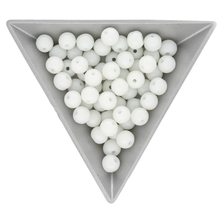 Glasperlen rund - 6 mm - Weiss - PerlineBeads