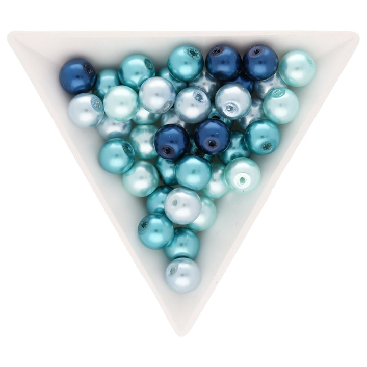 Glasperlen rund - 8 mm - Carribean Blue Mix - PerlineBeads