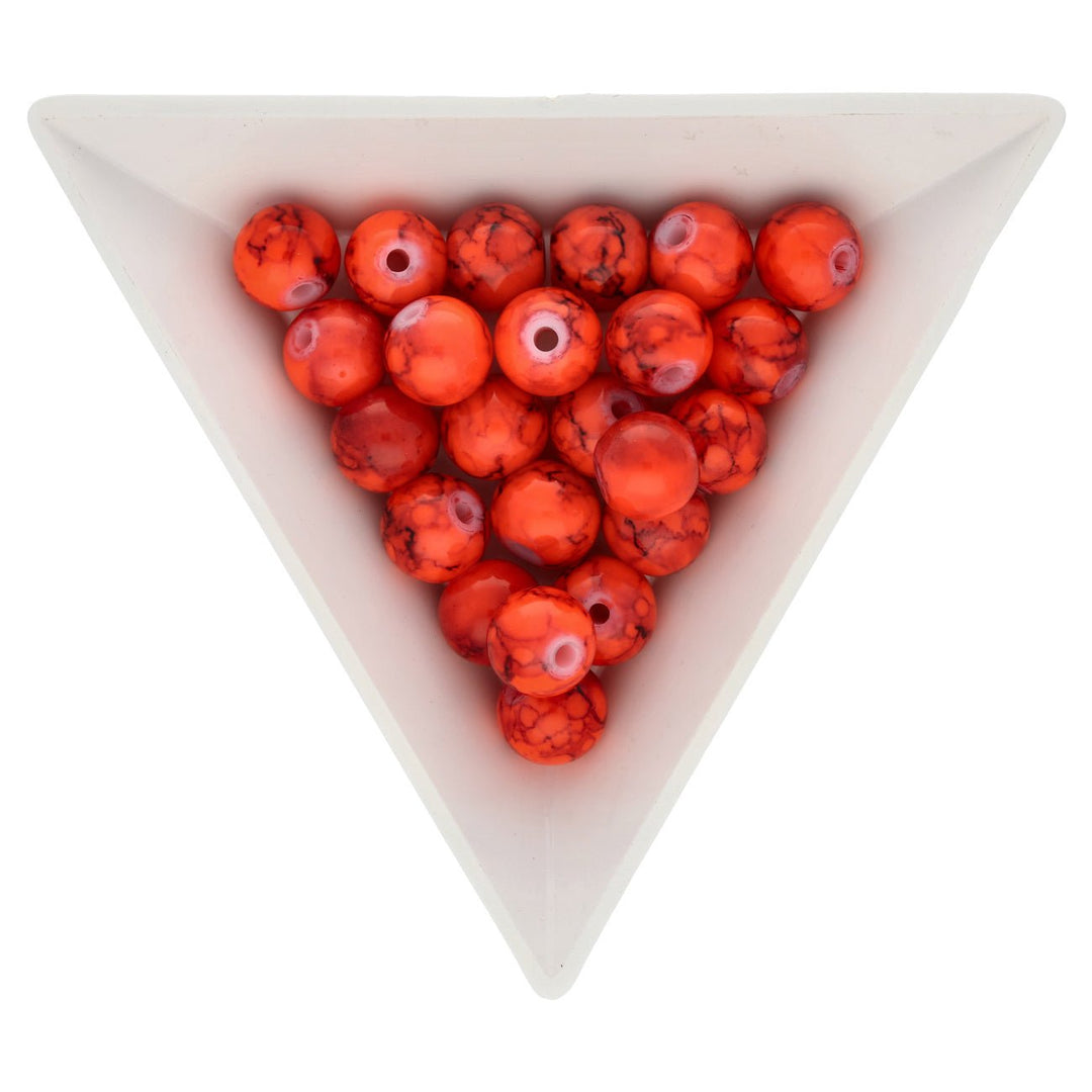 Glasperlen rund - 8 mm - Orange Red - PerlineBeads