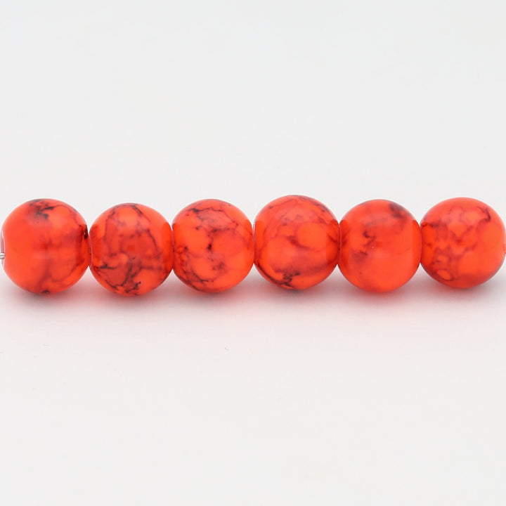 Glasperlen rund - 8 mm - Orange Red - PerlineBeads