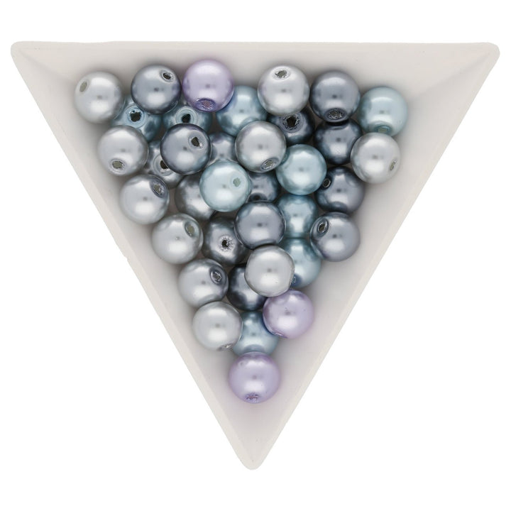 Glasperlen rund - 8 mm - Silver-Grey Mix - PerlineBeads