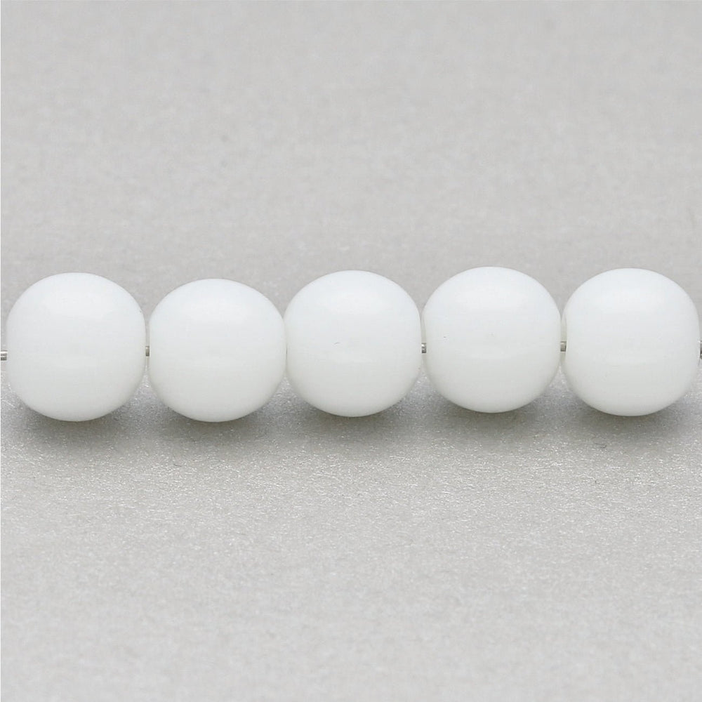 Glasperlen rund - 8 mm - Weiss - PerlineBeads