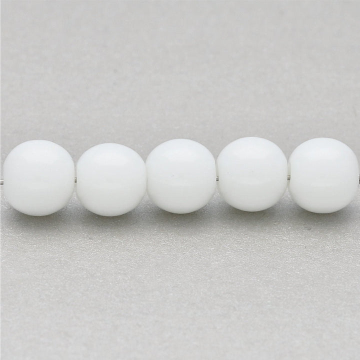 Glasperlen rund - 8 mm - Weiss - PerlineBeads