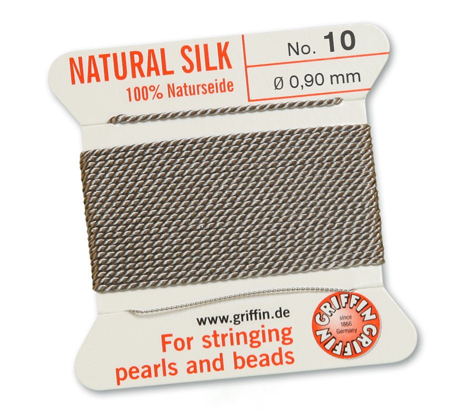 Griffin Perlseide – 100% Naturseide – No. 10 (0,90 mm) - Grey - PerlineBeads