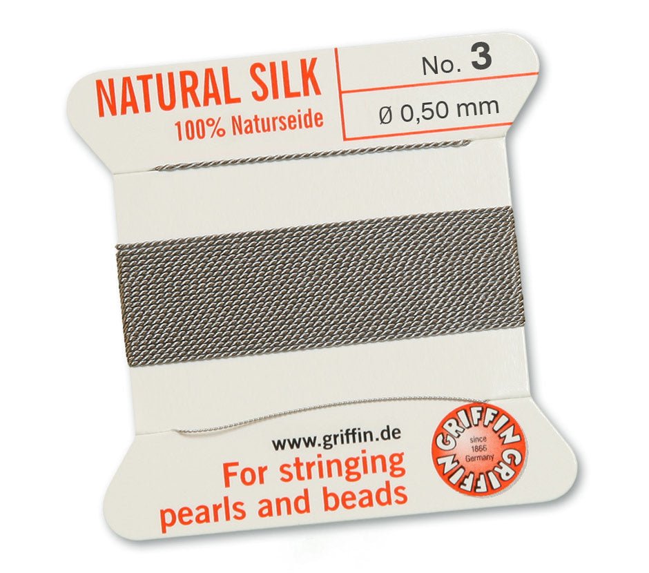 Griffin Perlseide – 100% Naturseide – No. 3 (0,50 mm) - Grey - PerlineBeads