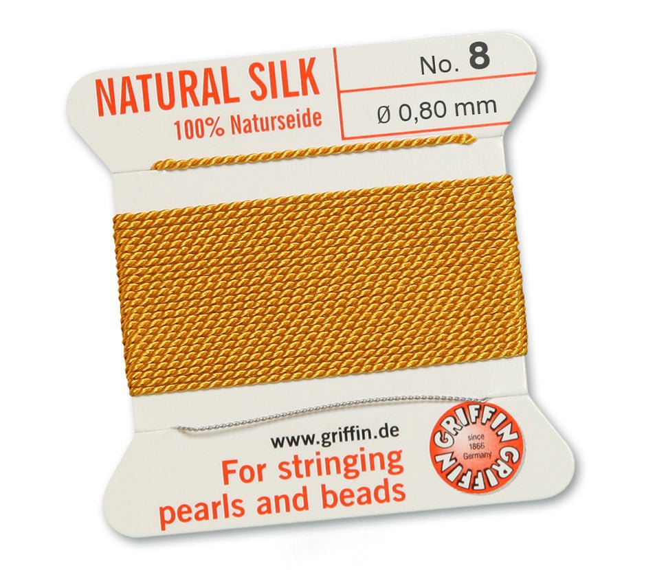 Griffin Perlseide – 100% Naturseide – No. 8 (0,80 mm) - Dunkelgelb - PerlineBeads
