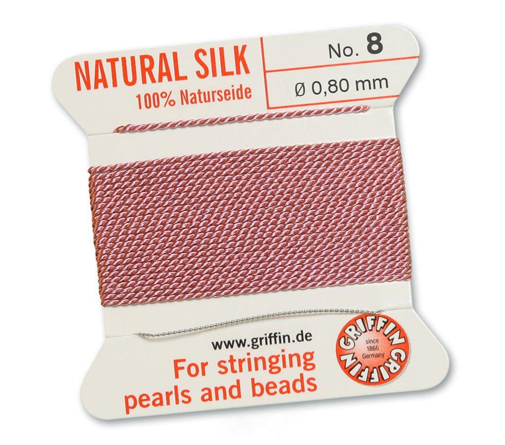 Griffin Perlseide – 100% Naturseide – No. 8 (0,80 mm) - Dunkelrosa - PerlineBeads