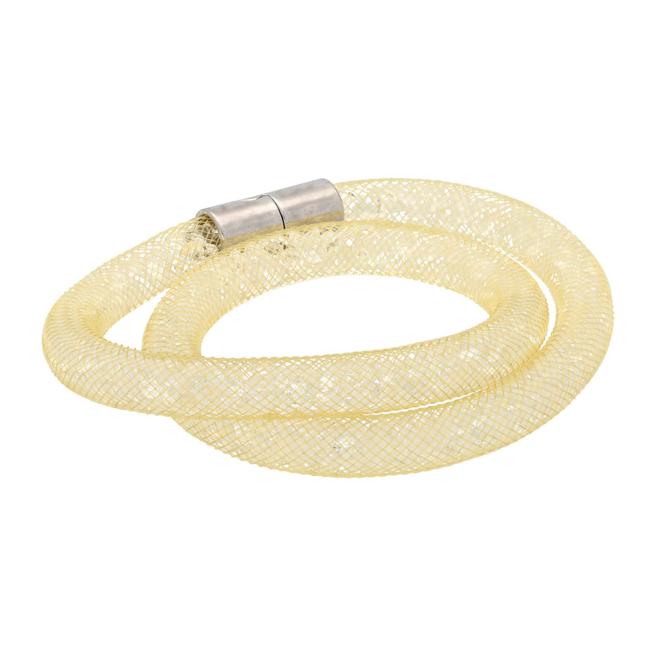 Halskette. röhrenförmig mit funkelnden Kristallen – Farbe Beige - PerlineBeads