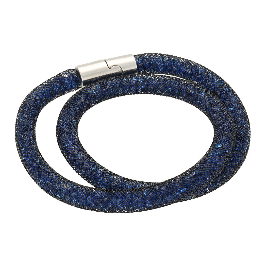Halskette, röhrenförmig mit funkelnden Kristallen – Farbe Cobalt - PerlineBeads