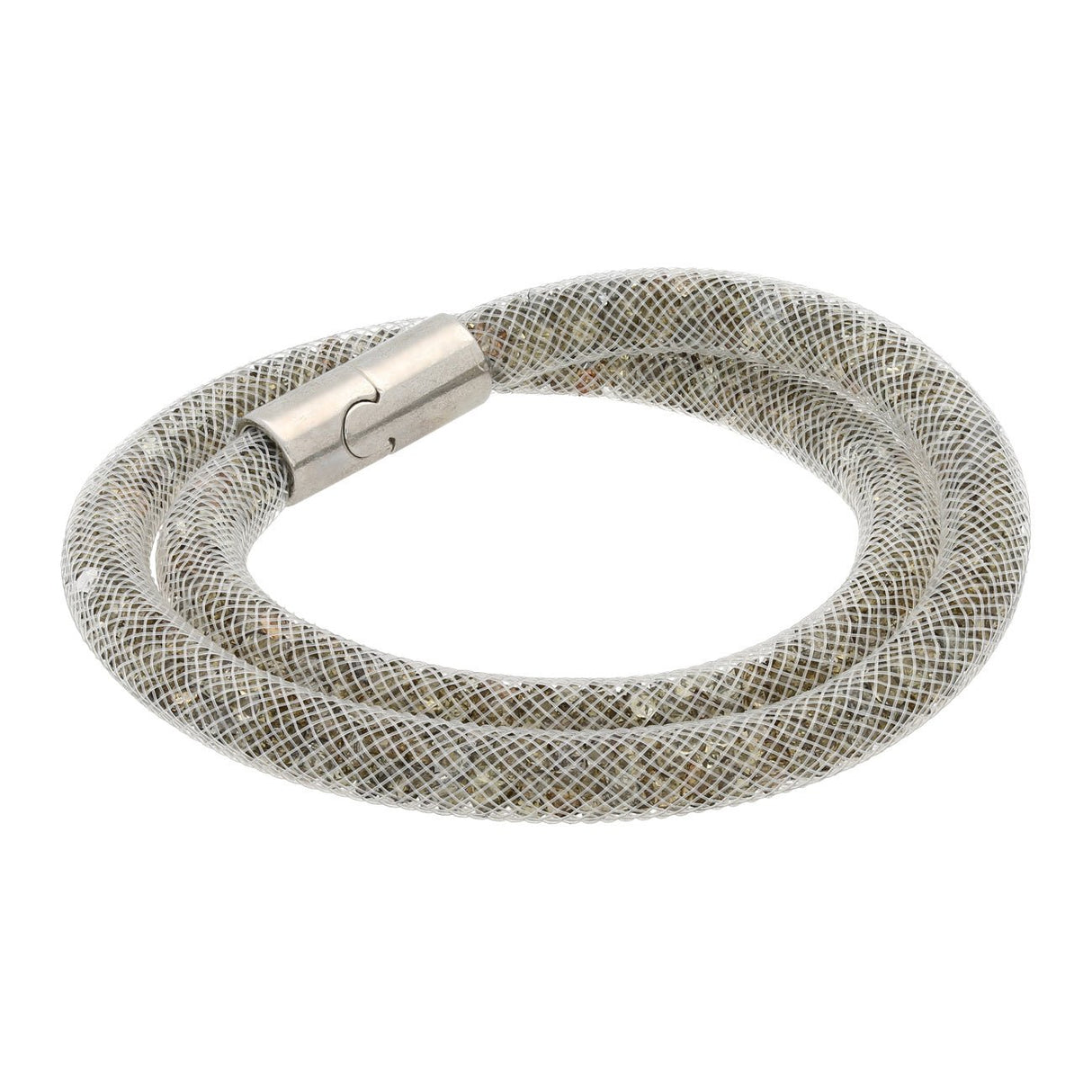 Halskette, röhrenförmig mit funkelnden Kristallen – Farbe Silver Night - PerlineBeads