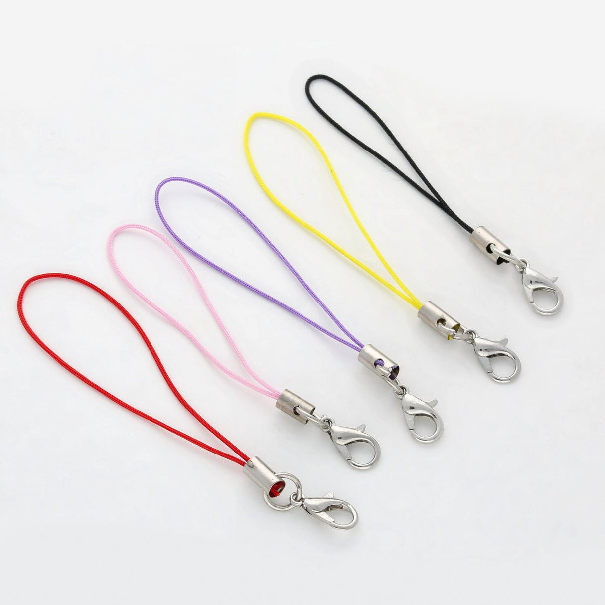 Handy Anhängerschlaufe mit Karabiner - farbig/Silber - PerlineBeads