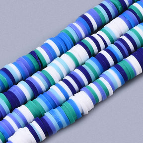 Heishi-Perlen aus Polymerpaste 6 mm – Blue Ocean Mix - PerlineBeads