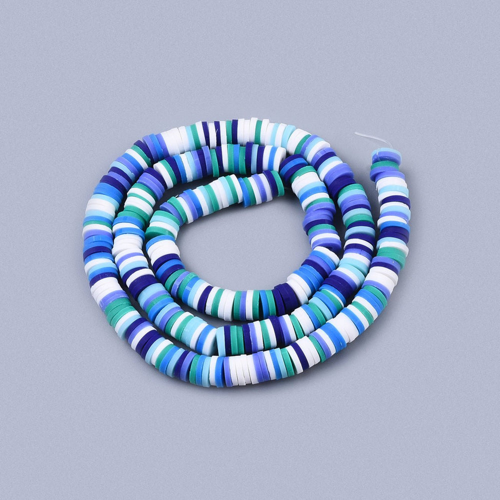 Heishi-Perlen aus Polymerpaste 6 mm – Blue Ocean Mix - PerlineBeads