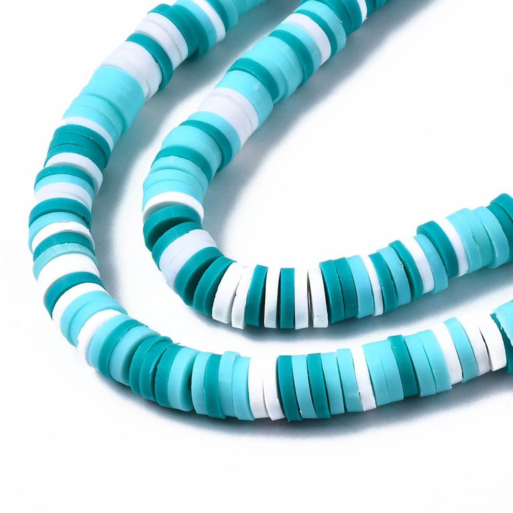 Heishi-Perlen aus Polymerpaste 6 mm – Mixed Color Aquamarine - PerlineBeads