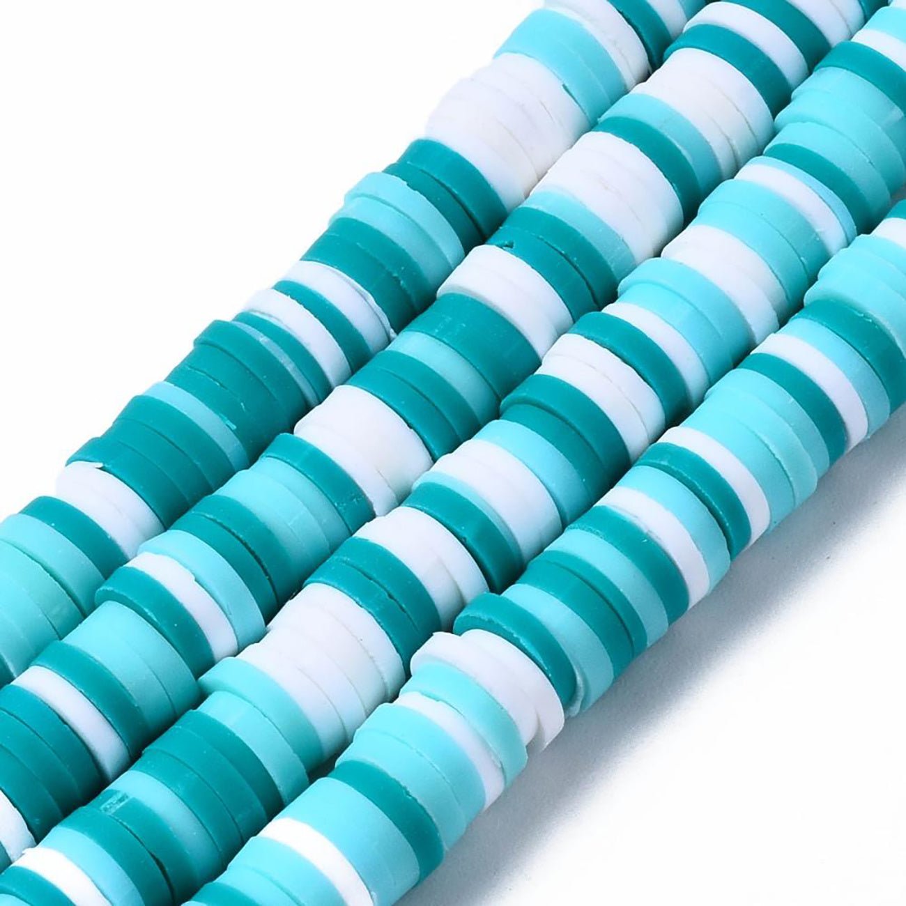 Heishi-Perlen aus Polymerpaste 6 mm – Mixed Color Aquamarine - PerlineBeads